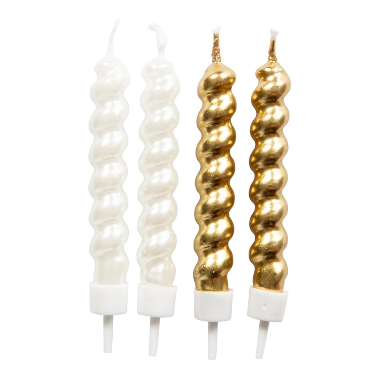 Tårtljus Tvistade vit/guld bild 2