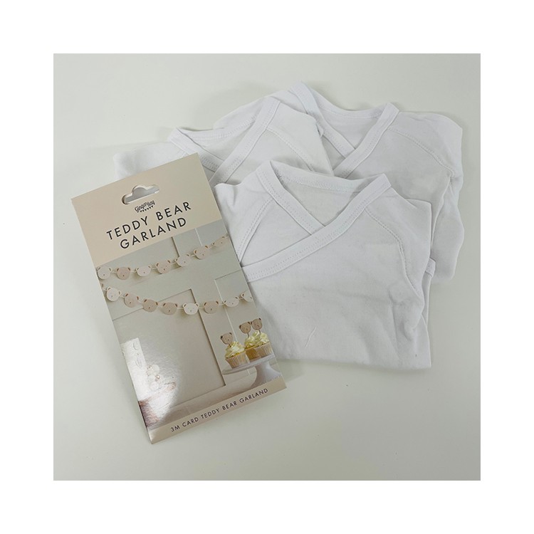 Presentkit Bebis - 3 Babybody + Girlang Nalle bild 3