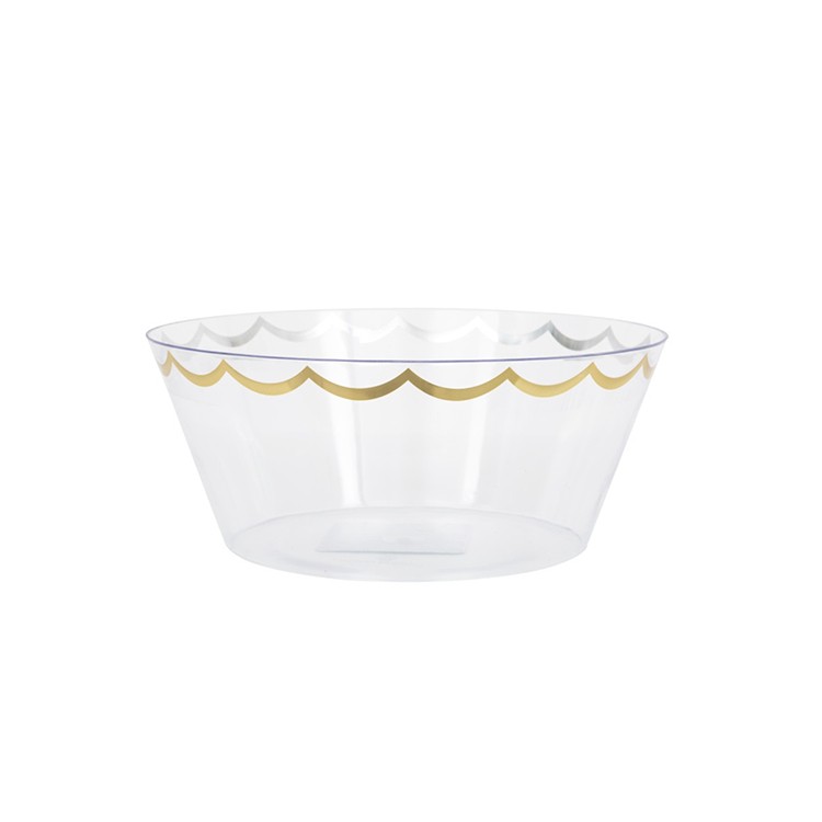Serveringsskål i plast med guldkant