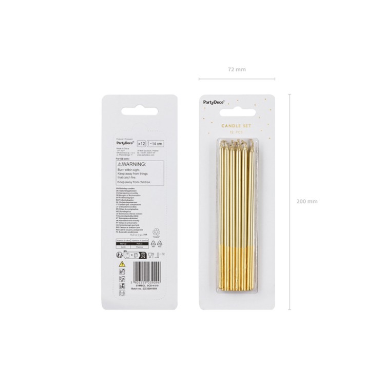 Långa Tårtljus Guld 14 cm bild 2