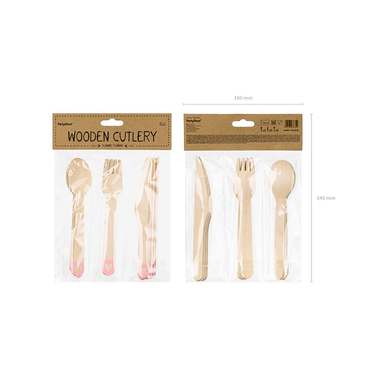 Träbestick - Hjärta och Rosa kant bild 4