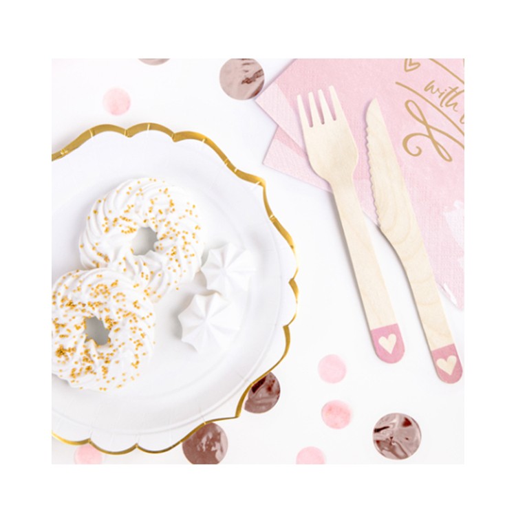 Träbestick - Hjärta och Rosa kant bild 2