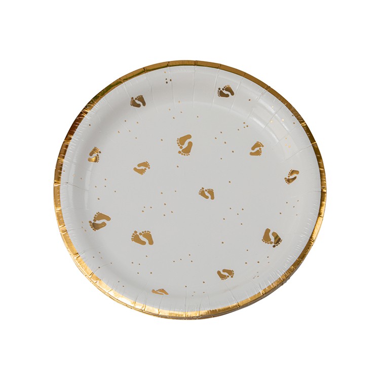 Papperstallrik Baby Guld/Vit