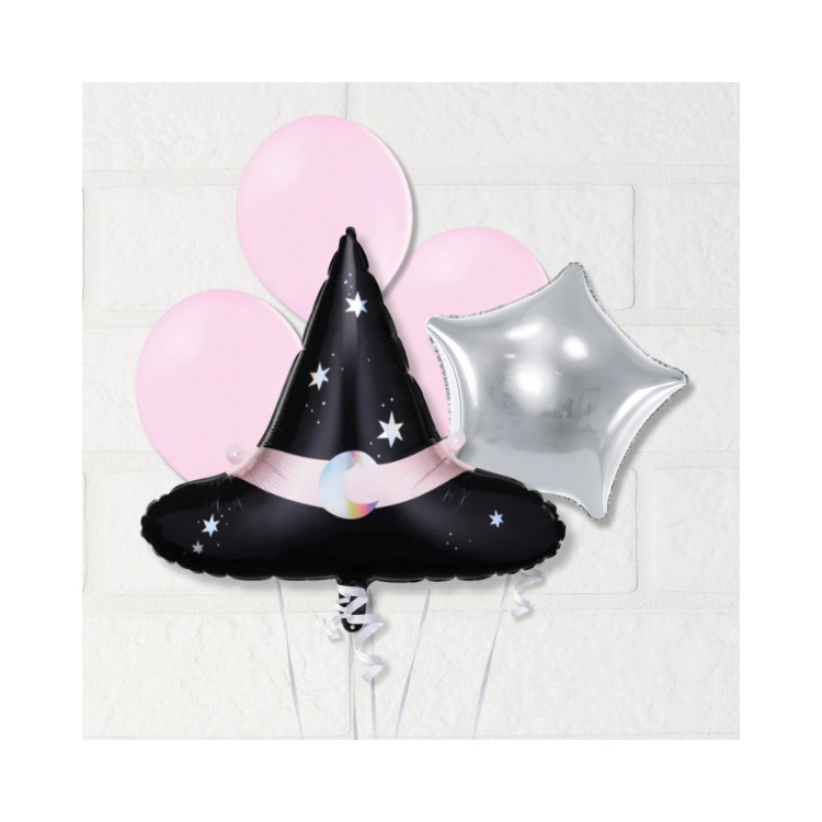 Ballongkit häxhatt rosa/silver