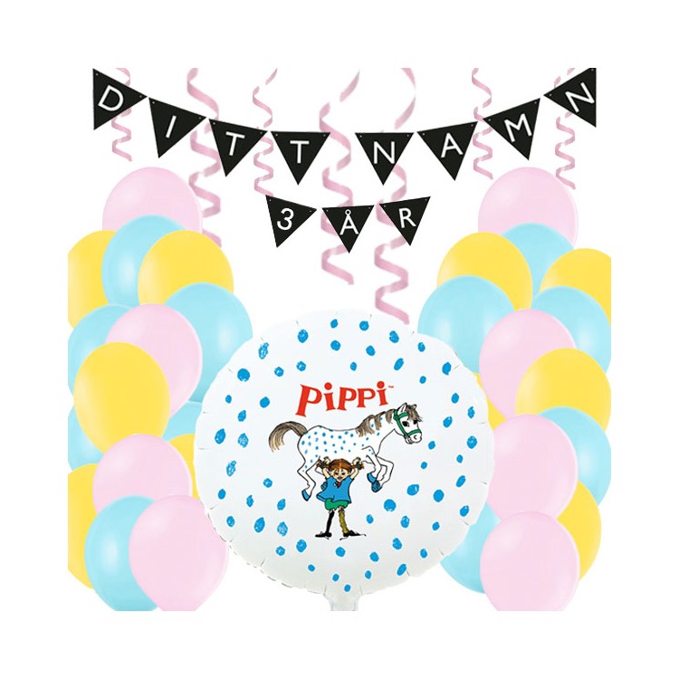 Personligt dekorationskit Pippi Långstrump kalas