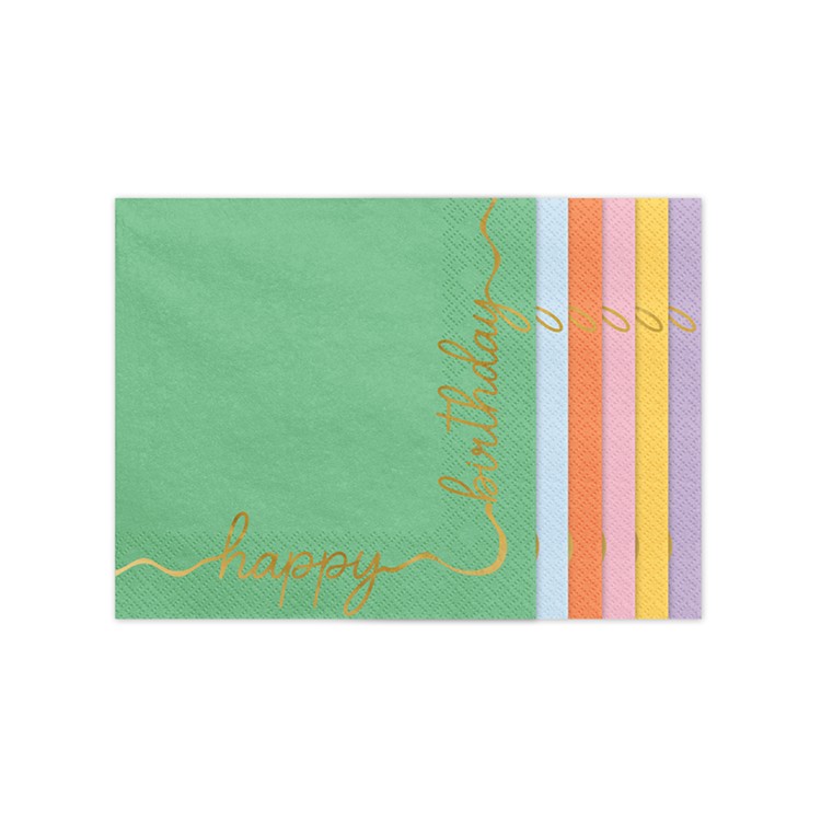 Servetter Happy Birthday Pastell, 12-pack