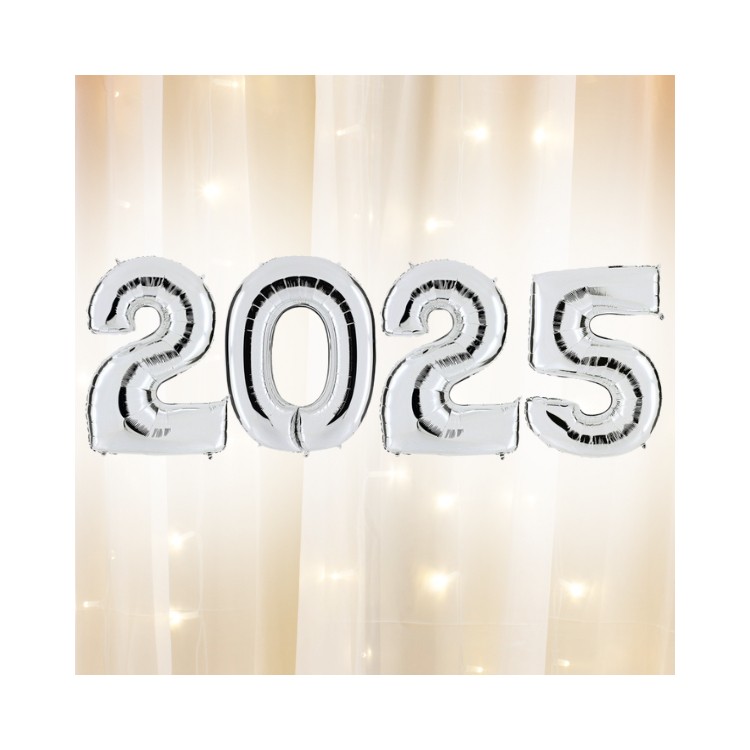Ballongkit sifferballonger nyår 2025, silver
