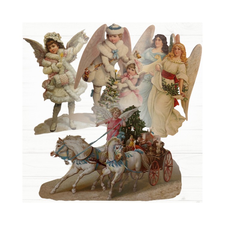 Stora bokmärken retro änglar 4st