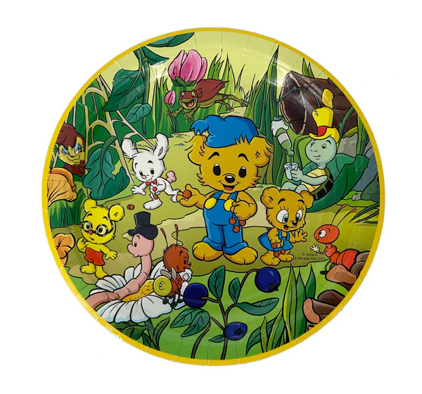Papptallrik 23cm, Bamse Natur, 8 pack