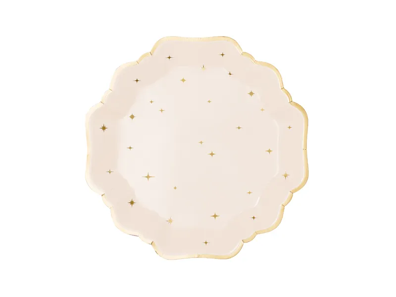 Papperstallrik beige med stjärnor
