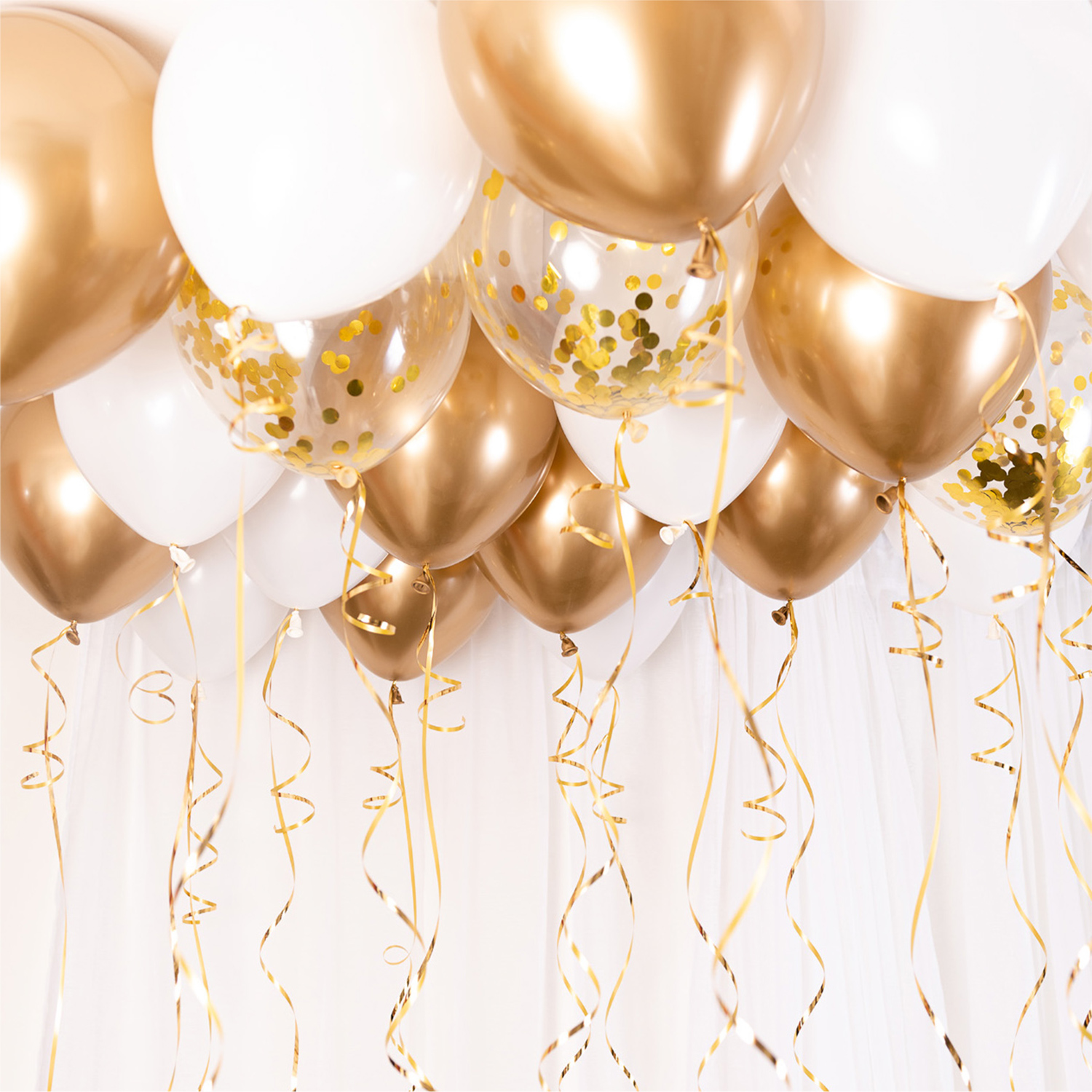 Takballonger 30-pack, guld/chrome