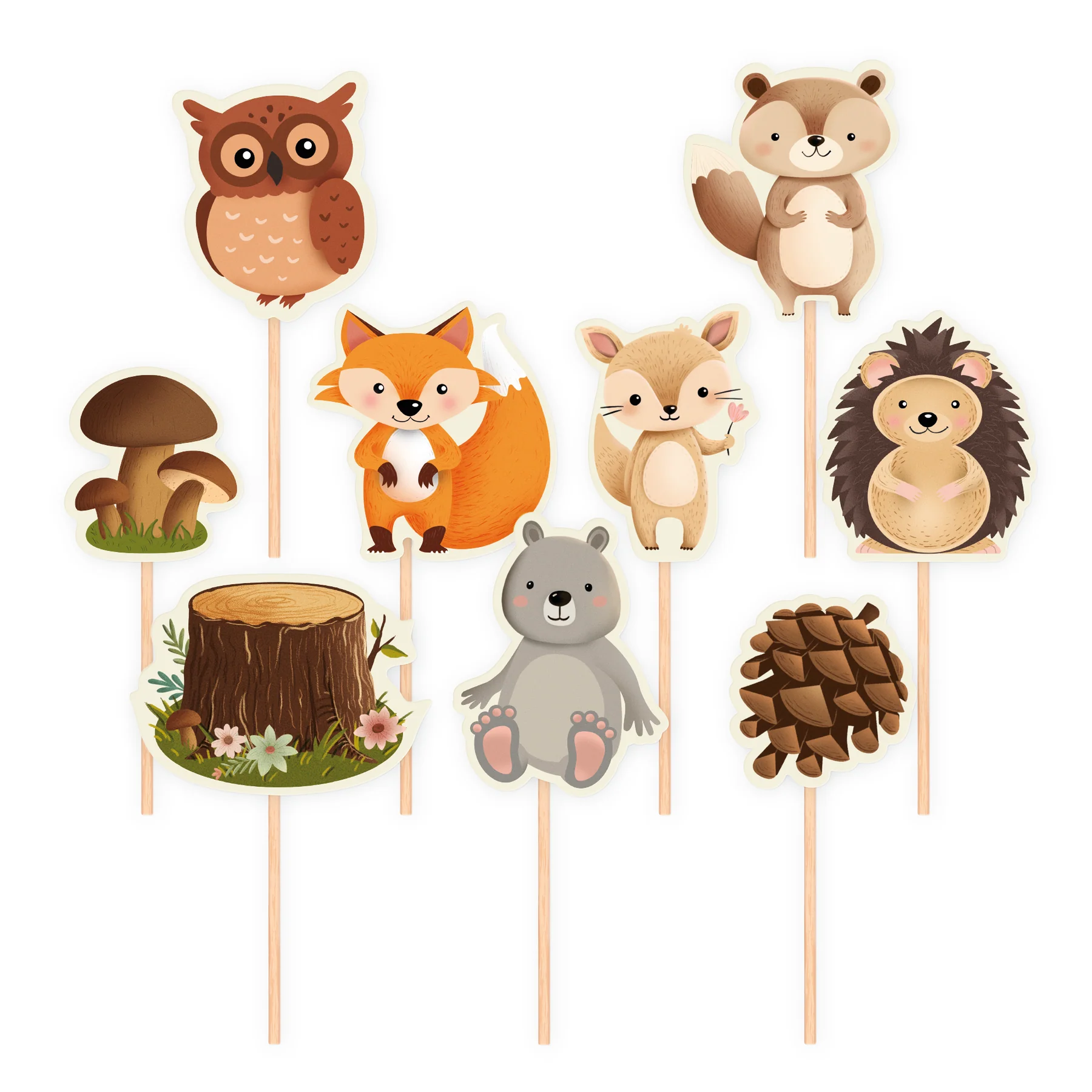 Cake Toppers Skogens Vänner, 9st