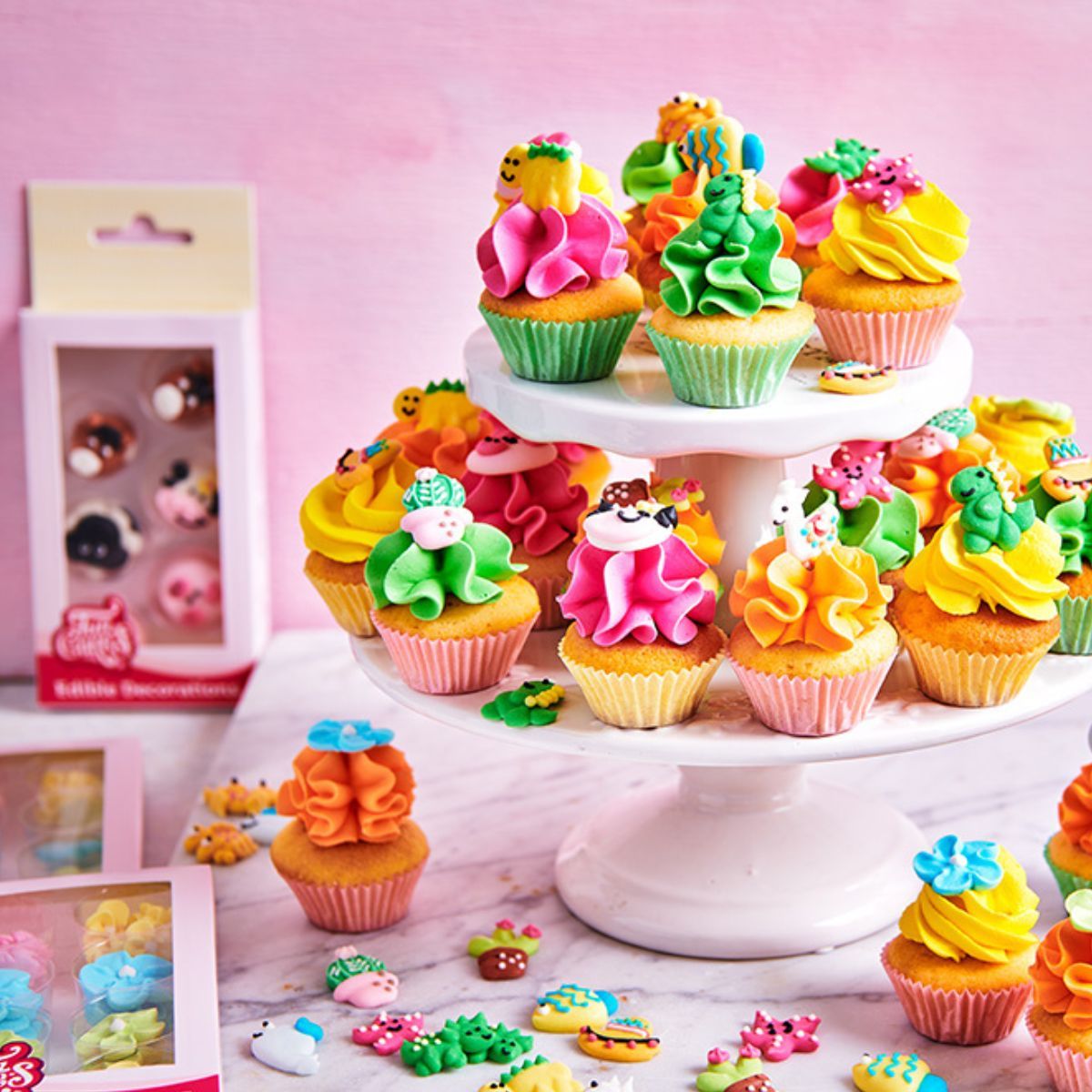 Sockerdekorationer Blommor, Vit/Gul bild 3