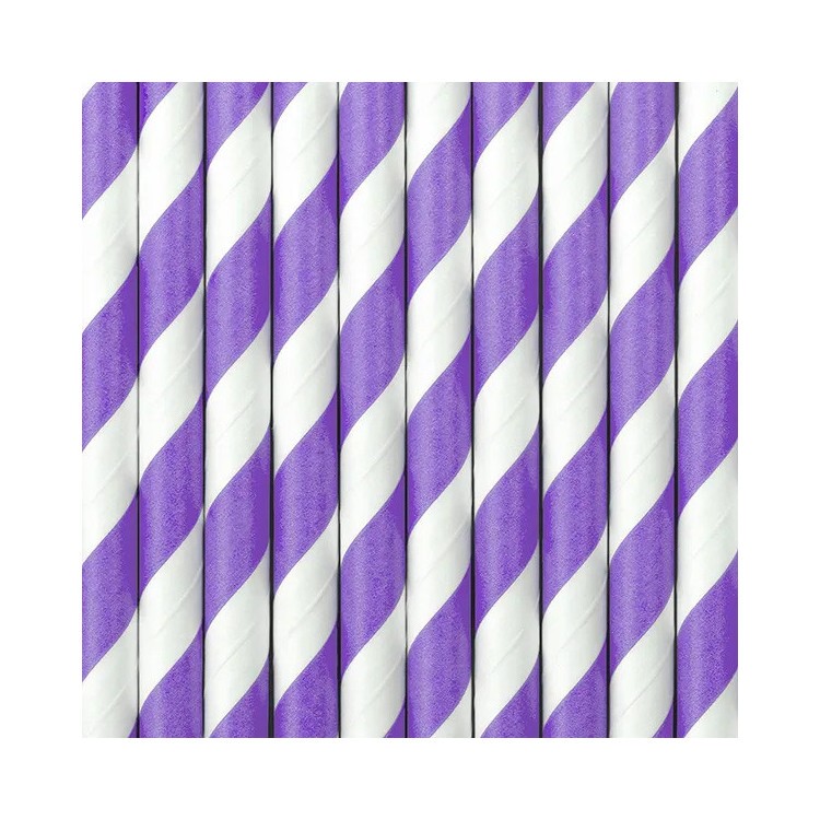 Papperssugrör Randiga Lila