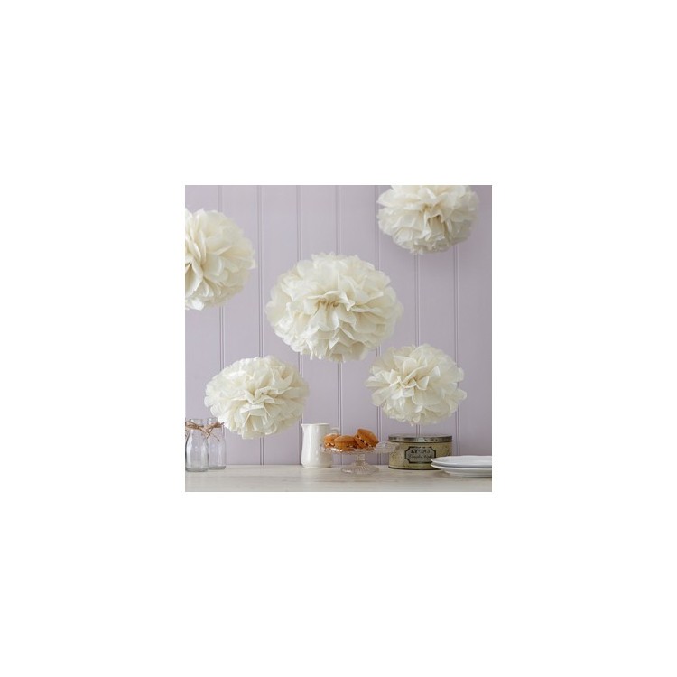 Dekorationsbollar, Pom Pom Ivory 5 pack