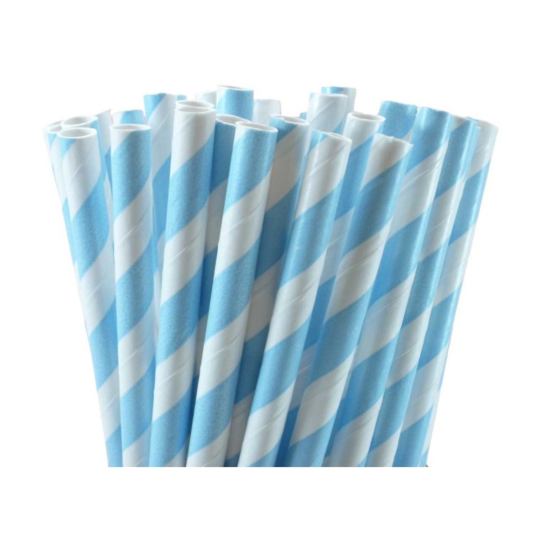 Papperssugrör Ljusblårandiga
