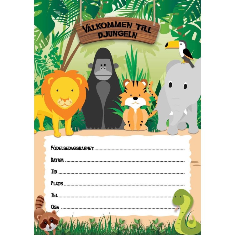 Inbjudningskort Djungel bild 2
